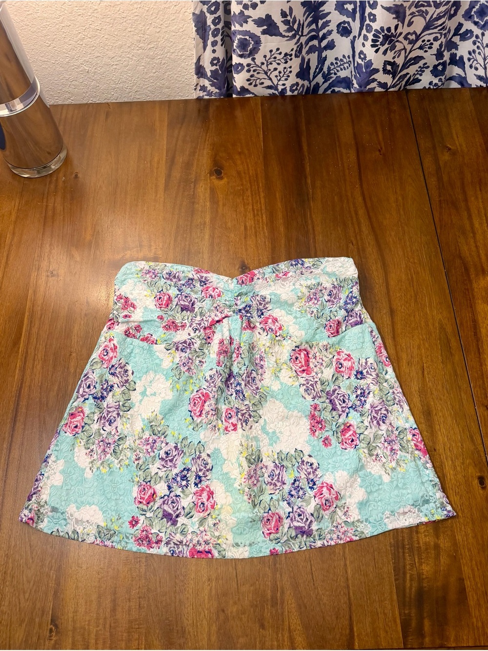 Torrid Floral Strapless Lace Top with Pink & Purple Roses